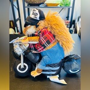 Motorcycle Hedgehog Plush “Best Dad Ever” Biker Stuffed Animal w/ Lights & Sound